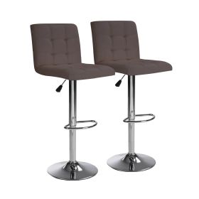Bar Stools 1 Set of 2, Counter Height Bar Stools, Square Cushion Bar Stools with Back, Footstool, Cafe, Brown, 2 pieces