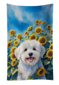 Coton de Tulear in Sunflowers Kitchen Towel Dish Cloths Guest Hand Towel Decorative Bathroom Towel for Face,Tea, Dishcloth, Kitchen and Bath
