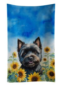 Cairn Terrier in Sunflowers Kitchen Towel Dish Cloths Guest Hand Towel Decorative Bathroom Towel for Face,Tea, Dishcloth, Kitchen and Bath