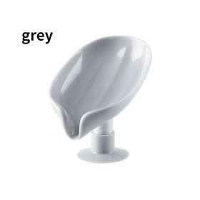 3pcs Bar Soap Holder; Shower Soap Holder; Self Draining; Leaf Shape Self Draining Soap Holder; With Suction Cup Creative Soap Box; Draining Dish (Color: Grey)