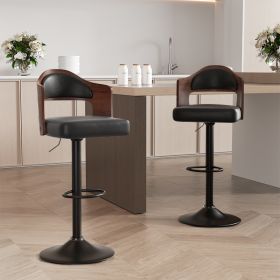 Swivel Bar Stools Set of 2 Seat Adjustable Height 25.2-33.8IN (count: 2 set, Color: Black)