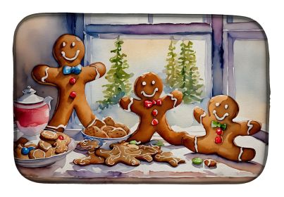 Christmas Gingerbread Dish Drying Mat Absorbent Dish Drying Mat Pad for Kitchen Counter Dish Drainer Mat for Countertop, 14 x 21", Multicolor (Default: Default)